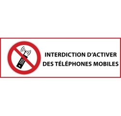 Panneau - Interdiction téléphones mobiles - P013 - ISO 7010 297 x 105 mm Vinyle Souple Autocollant
