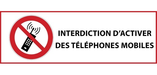 Panneau - Interdiction téléphones mobiles - P013 - ISO 7010 297 x 105 mm PVC 2 mm