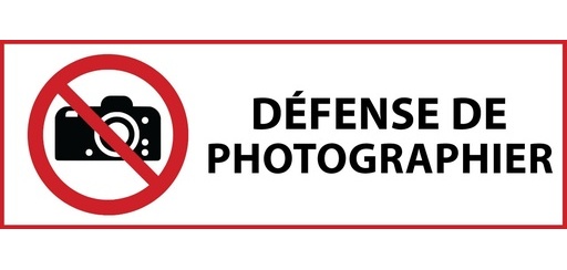 Panneau d'interdiction - Défense de photographier - P029 297 x 105 mm Vinyle Souple Autocollant