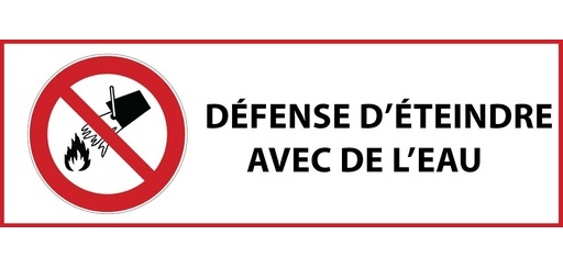 Signalétique P011 ISO 7010 – Interdiction d’Éteindre à l’Eau