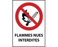Panneau d'interdiction - Flammes nues interdites - P003 - ISO 7010 PVC 2 mm A4