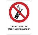 Panneau Désactiver les téléphones mobiles - P013 - Norme ISO 7010 PVC 2 mm A4