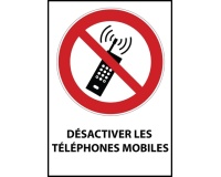 Panneau Désactiver les téléphones mobiles - P013 - Norme ISO 7010 PVC dos adhésif A4