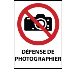Panneau - Interdiction de photographier - P029 - ISO 7010 PVC dos adhésif A3
