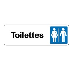 Panneau WC - Toilettes Mixtes Femme/Homme - Fixation adhésive 150 x 47 mm Blanc
