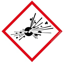 Lot d'étiquettes adhésives GHS01 – Danger Matières explosives – Vinyle 100 x 100 mm