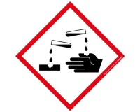 Lot d'étiquettes adhésives GHS05 - Danger Matières corrosives - Vinyle 40 x 40 mm