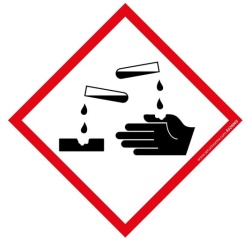 Lot d'étiquettes adhésives GHS05 - Danger Matières corrosives - Vinyle 40 x 40 mm
