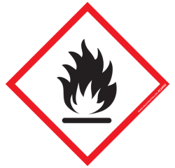 Lot d'étiquettes GHS02 - Matières Inflammables - Vinyle - ISO 7010 40 x 40 mm