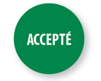 Rouleau d'étiquettes de contrôle "Accepté" - Ø40 mm - Lot de 500 ex