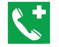 Panneau premiers secours - Téléphone d'urgence - E004 - ISO 7010 125 x 125 mm Vinyle Souple Autocollant