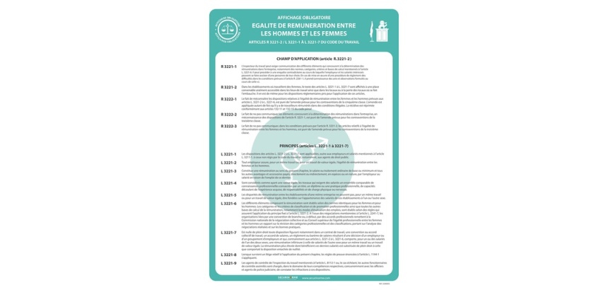 Affiche - Égalité de rémunération H/F - Papier plastifié
