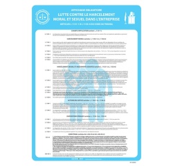 Panneau - Affichage Harcèlement Travail - Papier plastifié - A3