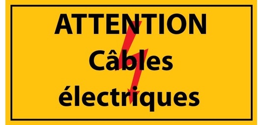 Adhésif - Attention câbles électriques - Vinyle - ISO 7010