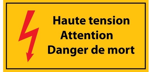 Panneau - Haute tension Danger de Mort - PVC - ISO 7010 297 x 105 mm