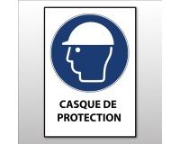 Panneau EPI - Casque de protection obligatoire - M014 - ISO 7001 PVC à visser A3
