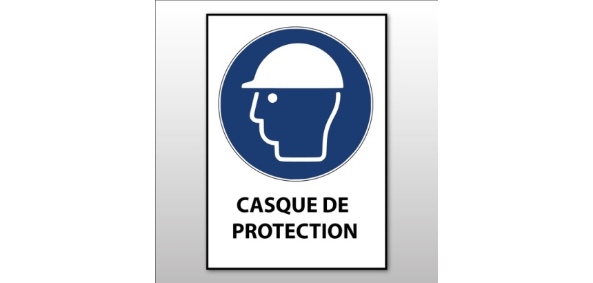 Panneau EPI - Casque de protection obligatoire - M014 - ISO 7001 PVC à visser A3