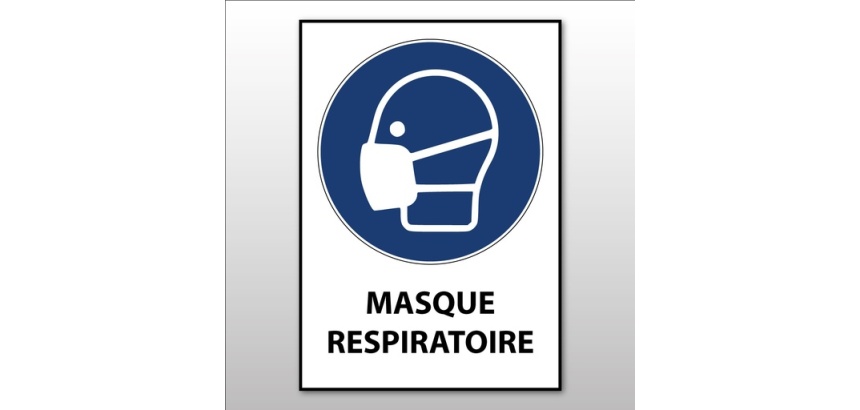Pictogramme EPI - Masque respiratoire obligatoire - M016 - ISO 7010 210 x 297 mm (A4) Vinyle Souple Autocollant