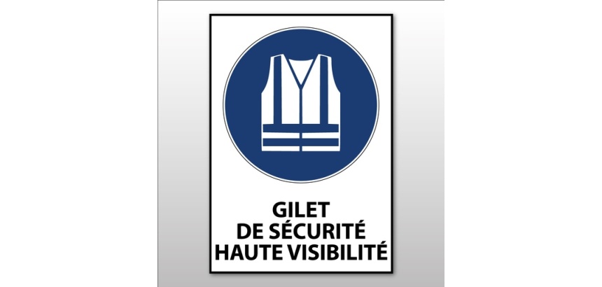 Panneau EPI - Gilet sécurité obligatoire - M015 - ISO 7001 Vinyle Souple Autocollant A5