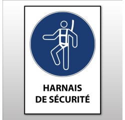 Panneau EPI - Harnais de sécurité Obligatoire - M018 - ISO 7010 210 x 148 mm (A5) Vinyle Souple Autocollant
