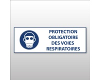 Panneau obligation - Protection des voies respiratoires - ISO 7010 450 x 150 mm Vinyle Souple Autocollant