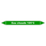 Marqueur de Tuyauterie - Eau Chaude 105°C - NFX 08-105 - Vinyle 150 x 12 mm