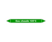Marqueur de Tuyauterie - Eau Chaude 105°C - NFX 08-105 - Vinyle 150 x 12 mm