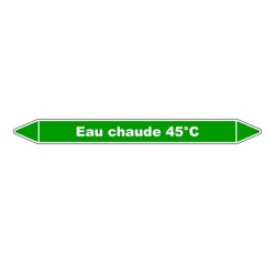 Marqueur Tuyauterie - Eau chaude 45°C - Vinyle Laminé - NFX 08-105