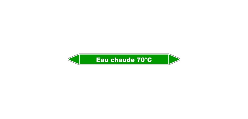 Marqueur Tuyauterie - Eau Chaude 70°C - Vinyle Laminé - NFX 08-105
