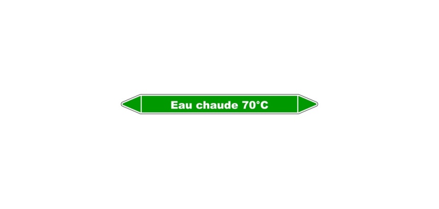 Marqueur Tuyauterie - Eau Chaude 70°C - Vinyle Laminé - NFX 08-105
