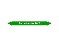 Marqueur tuyauterie - Eau chaude 90°C - Vinyle Laminé - NFX 08-105 150 x 12 mm
