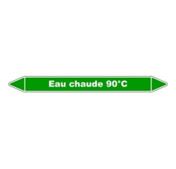 Marqueur tuyauterie - Eau chaude 90°C - Vinyle Laminé - NFX 08-105