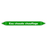 Marqueur tuyauterie - Eau chaude chauffage - Vinyle laminé 150 x 12 mm