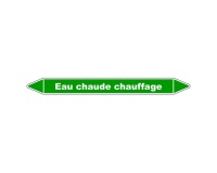 Marqueur tuyauterie - Eau chaude chauffage - Vinyle laminé 150 x 12 mm