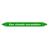 Marqueur Tuyauterie - Eau Chaude Secondaire - Vinyle Laminé 150 x 12 mm