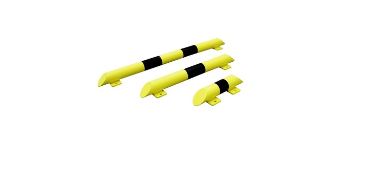 Lisse de protection tubulaire pour entrepôt - Acier 3mm - Jaune/Noir 1200 x 86 mm