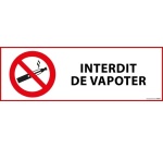 Signalisation d'interdiction - Pictogramme Interdit de vapoter 297 x 105 mm Vinyle Souple Autocollant
