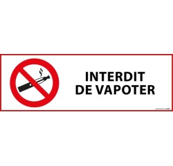 Signalisation d'interdiction - Pictogramme Interdit de vapoter 297 x 105 mm Vinyle Souple Autocollant
