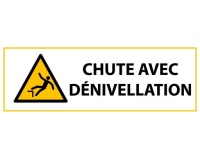 Panneau de danger - Chute avec dénivellation - W008 - ISO 7010 450 x 150 mm PVC 2 mm