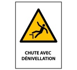 Panneau standardisé - Chute avec dénivellation - W008 - ISO 7010 PVC double face à suspendre A4