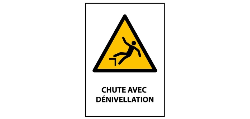 Panneau standardisé - Chute avec dénivellation - W008 - ISO 7010 PVC double face à suspendre A4