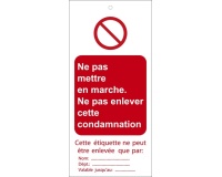 Étiquettes - Ne pas mettre en marche - Polyester - Lot de 10 75 x 160 mm