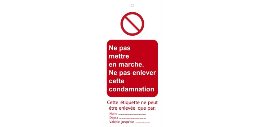 Étiquettes - Ne pas mettre en marche - Polyester - Lot de 10