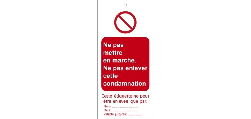 Étiquettes - Ne pas mettre en marche - Polyester - Lot de 10