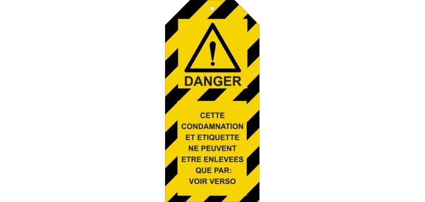 Étiquettes - Danger Condamnation - Polyester Souple - Lot de 10