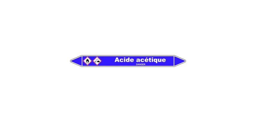 Marqueur Tuyauterie - Acide Acétique - Vinyle Laminé - NFX 08-105