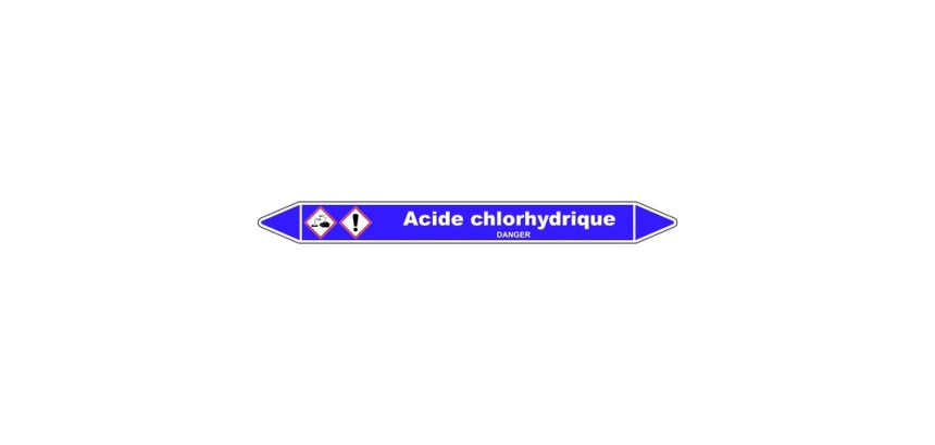 Marqueur tuyauterie - Acide chlorhydrique - Vinyle laminé