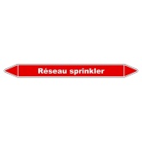 Marqueur de tuyauterie - Réseau sprinkler - Vinyle laminé 150 x 12 mm