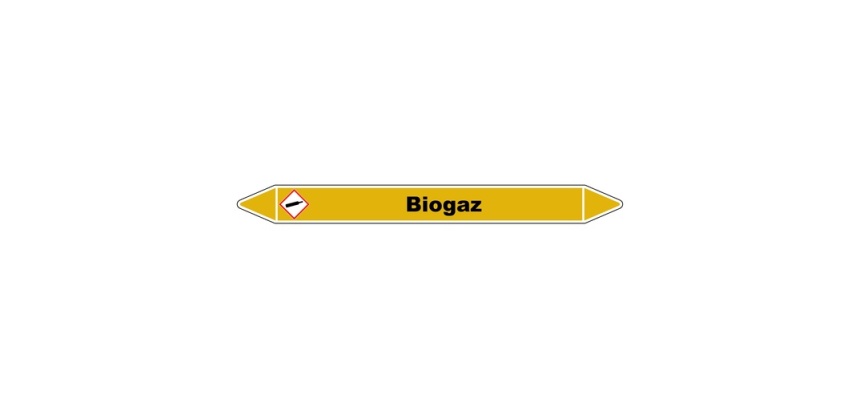 Marqueur Tuyauterie - Biogaz - Vinyle Laminé NFX 08-105
