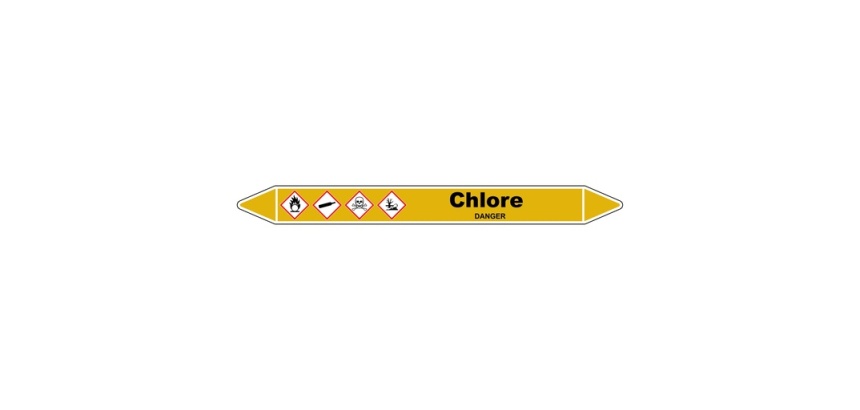Marqueur de Tuyauterie - Chlore - NFX 08-105 - Vinyle Laminé